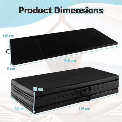 Folding Gymnastics Mat with Carry Handles Hook and Loop Fasteners