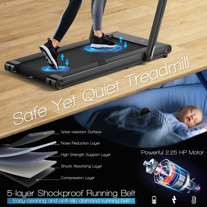 2-In-1 Folding under Desk Treadmill with Dual LED Display