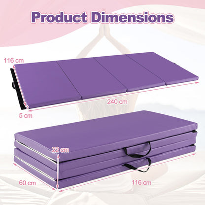 Folding Gymnastics Mat with Carry Handles Hook and Loop Fasteners