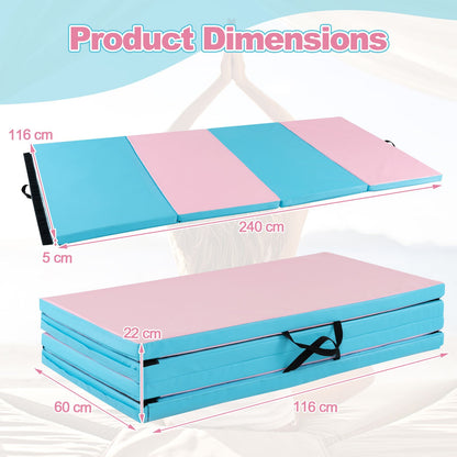 Folding Gymnastics Mat with Carry Handles Hook and Loop Fasteners