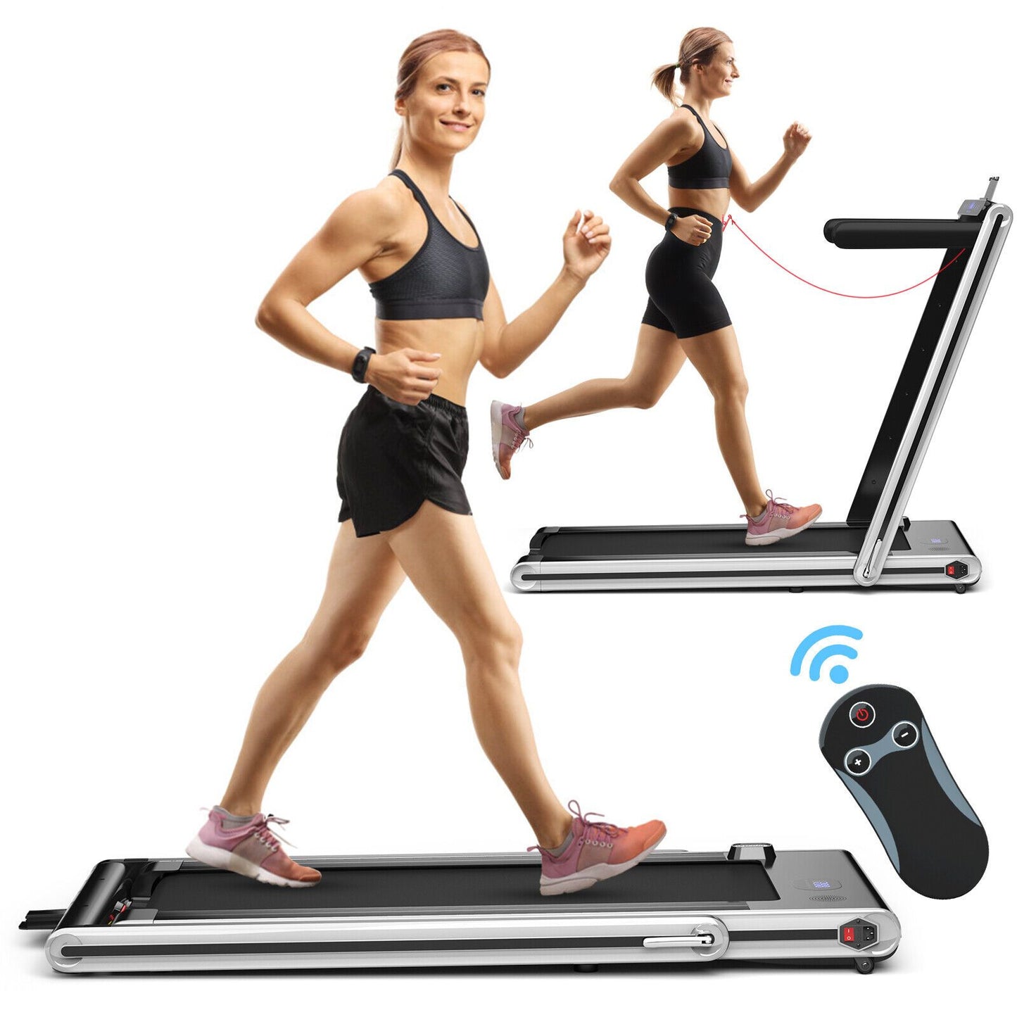 2-In-1 Folding under Desk Treadmill with Dual LED Display