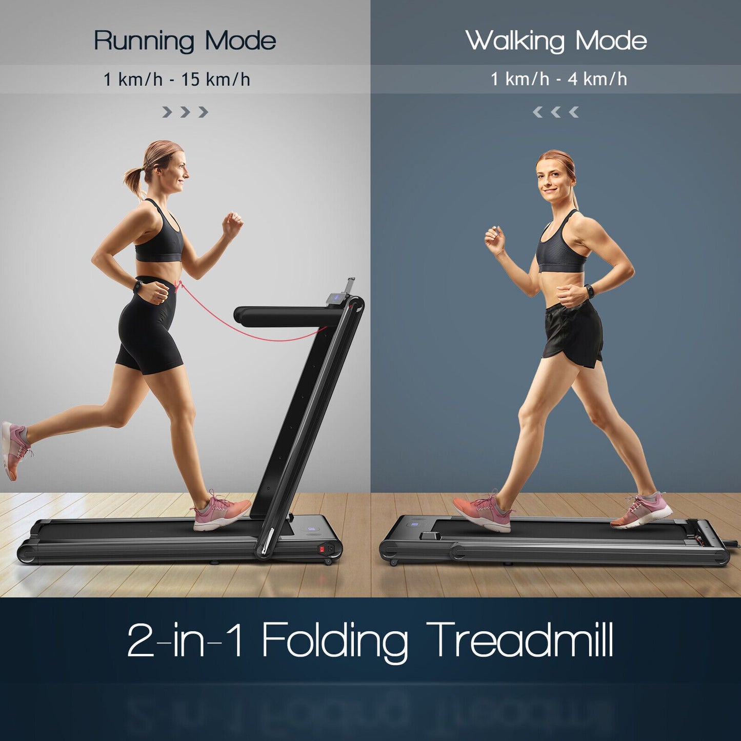 2-In-1 Folding under Desk Treadmill with Dual LED Display