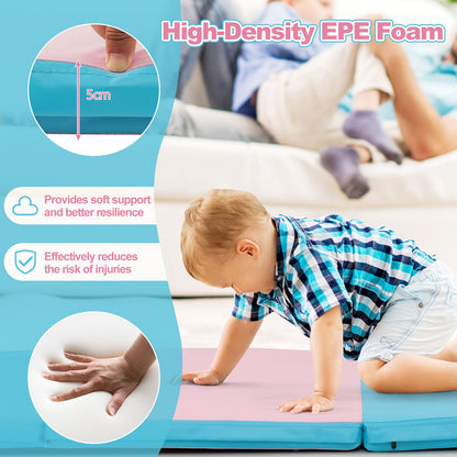 Folding Gymnastics Mat with Carry Handles Hook and Loop Fasteners